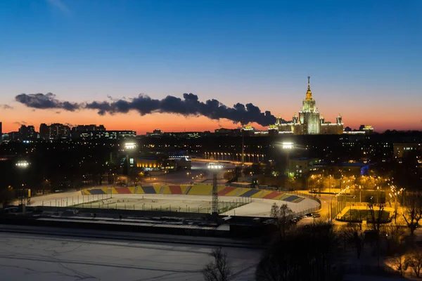 Paysage Urbain Soir Université Etat Moscou Stade — Photo