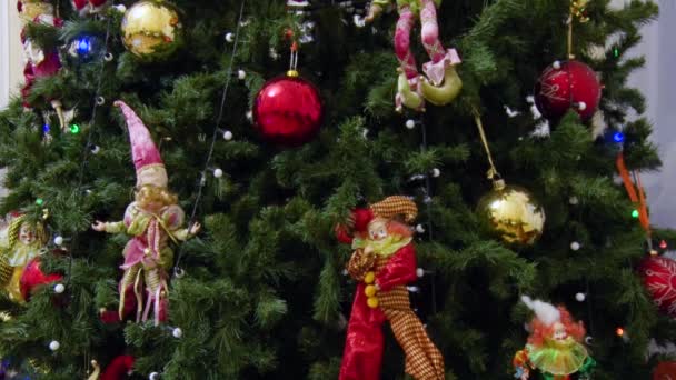 Geschmückter Weihnachtsbaum Neujahr Oder Weihnachten — Stockvideo