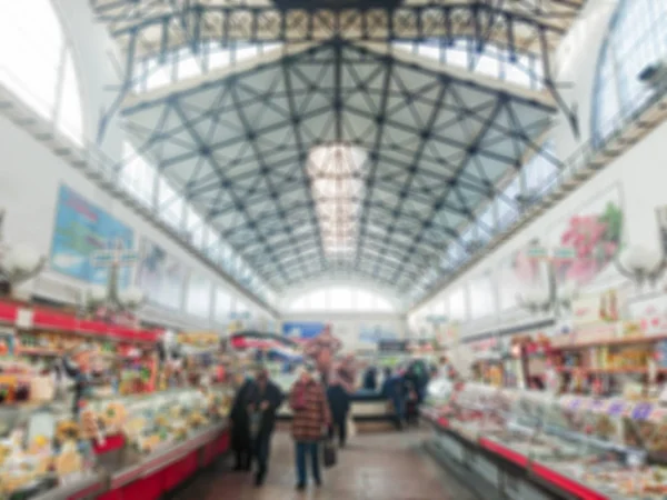 抽象的な画像 多重レンズ 市食品の屋内市場 農産物 買い手と売り手 ガラスの天井 — ストック写真