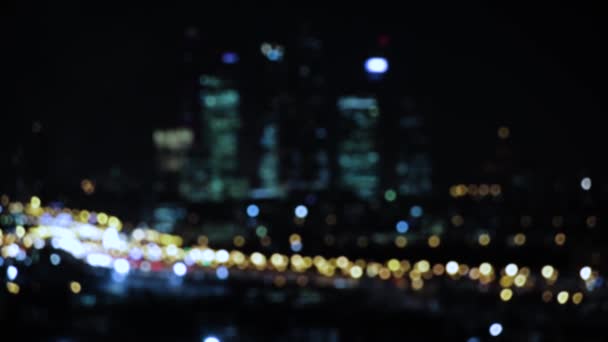 Defocused Abstract Image Bokeh Effect Golden Lights Big City Night — Stock Video