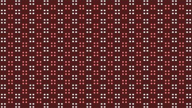 Pürüzsüz ve çetrefilli bir desen. Küçük beyaz karelerden ve koyu kırmızı-kahverengi bir arka planda pembe noktalardan yapılmış motiflerin tekrarlanan bir şebekesi modern tasarım için idealdir..