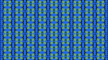 Şekillendirilmiş Yeşil, Mavi ve Siyah Şekillerin Dikey Satırları 'nı içeren canlı, pürüzsüz, tekrarlayan soyut bir desen. Bu Geometrik Tasarım Modern ve Dekoratif Görsel Tasarım Sunar.