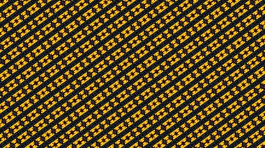 Yüksek Kontrastlı Çapraz Çizgili Kalın ve Dinamik Kusursuz Şablon. Tasarım, siyah bir arkaplanda parlak sarı yıldız benzeri motifler içeren karmaşık bir düzenleme içeriyor..