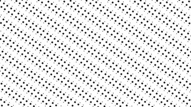 Soyut, vektör tabanlı, siyah-beyaz, pürüzsüz desen. Çapraz küçük kareler ve katı beyaz arkaplandaki noktalar ile modern, tekrarlayan bir geometrik tasarım içerir.