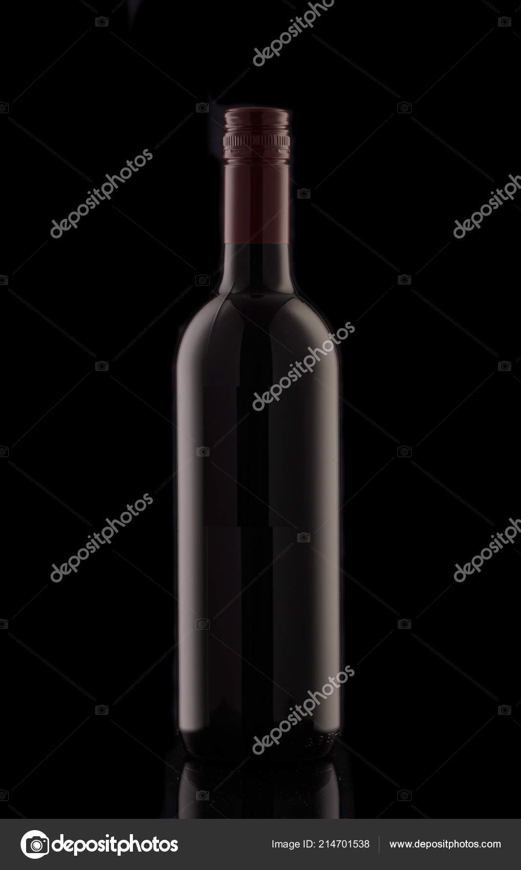 Бутылка Красного Элитного Вина Черном Фоне Силуэт Бутылки Вина.
