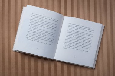 Beyaz kulaklıklar ve mavi ve bej arka planda beyaz bir kitap. Ses kitabı okuma çevrimiçi.