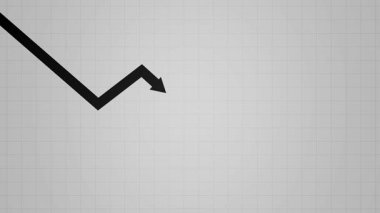 Arrow Stocks grafiği olan nakit para. Finansal kriz kavramı. Para kaybı kavramları. Nakit, ok ve dolar stokları grafiği. İş grafiği oku aşağı canlandırma