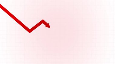 Arrow Stocks grafiği olan nakit para. Finansal kriz kavramı. Para kaybı kavramları. Nakit, ok ve dolar stokları grafiği. İş grafiği oku aşağı canlandırma