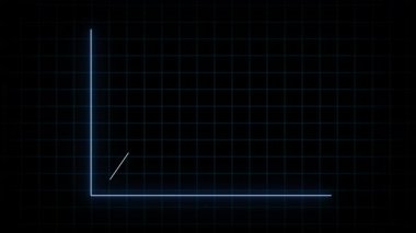 Siyah arka planda soyut neon ok iş grafiği animasyonu. Parlayan neon iş büyümesi yükselen ok animasyonu. neon iş grafiği kavramı