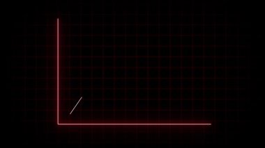 Siyah arka planda soyut neon ok iş grafiği animasyonu. Parlayan neon iş büyümesi yükselen ok animasyonu. neon iş grafiği kavramı