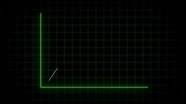 Siyah arka planda soyut neon ok iş grafiği animasyonu. Parlayan neon iş büyümesi yükselen ok animasyonu. neon iş grafiği kavramı