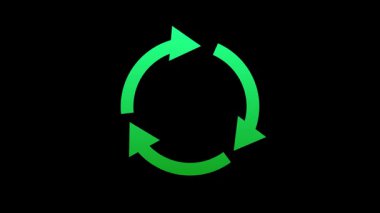 Şeffaf arkaplanda üç ok animasyonlu Dönen Çember veya Döngü Sembolü. Yuvarlak Geri Dönüşümlü Sembol Canlandırma Döngüsü 