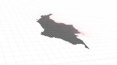 Kolombiya haritası animasyonu, Parlayan neon Kolombiya haritası animasyon arka planı. Kırsal alan çizgisi animasyonu. Coğrafya için dijital ülke ana hatları simgesi