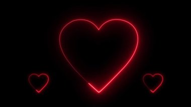 Neon love animation abstract hearts shape Neon Backgrounds. neon hearts and love animation. romantic anniversary motion background