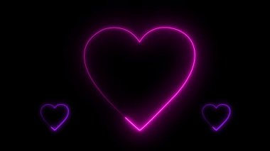 Neon love animation abstract hearts shape Neon Backgrounds. neon hearts and love animation. romantic anniversary motion background