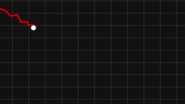 Graph Going Down Animation. Neon line charts sharp decline. culminating in point of impact with sparks. decline arrow animation concept