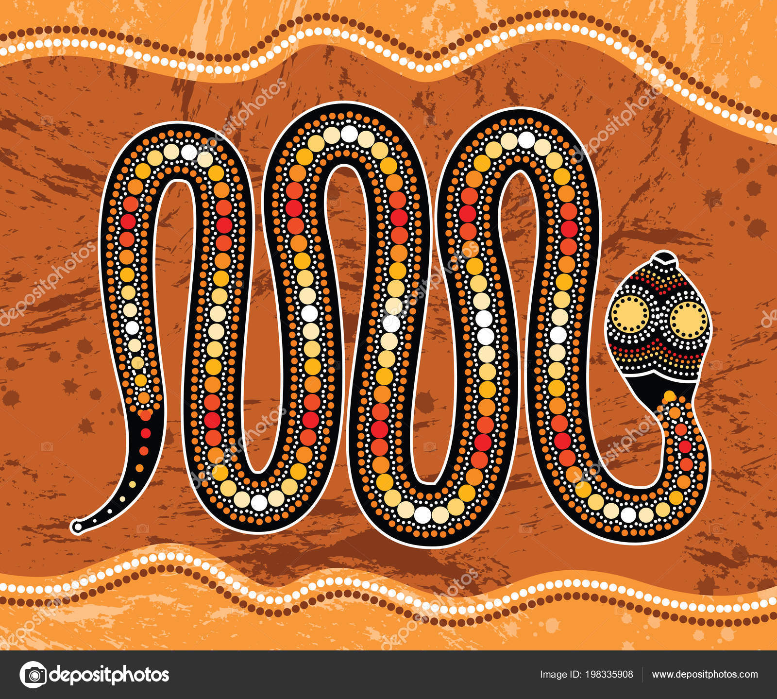 アボリジニ アート ベクトル蛇と絵画します 風景の背景のアボリジニの