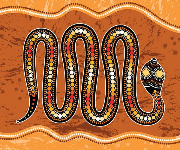 Pintura Vectorial Arte Aborigen Con Serpiente Ilustración Basada Estilo Aborigen — Vector de stock