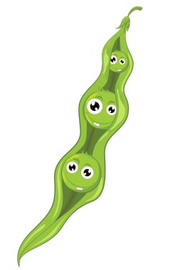     Komik yeşil bezelye karakterleri, çizgi film bezelye illüstrasyon vektör. 