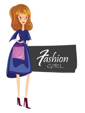     Moda kadın güneş gözlüğü, güzel şık model poz, kız portre, moda kız çizgi film karakteri - vektör çizim 