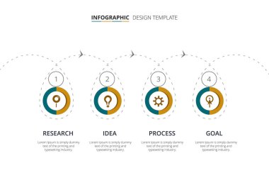 Süreç Infographic şablon tasarımı 4 adımlar - vektör çizim ile 