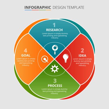 Süreç Infographic şablon tasarımı 4 adımlar - vektör çizim ile