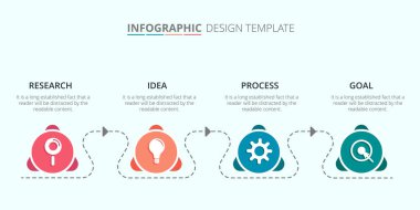 Süreç Infographic şablon tasarımı 4 adımlar - vektör çizim ile