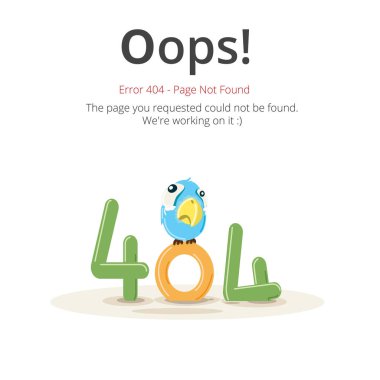 Hata 404 sayfa düzeni vektör tasarımı. Web sitesi 404 sayfa yaratıcı kavramı. İstediğiniz sayfa bulunamadı. Oops 404 hata sayfası.