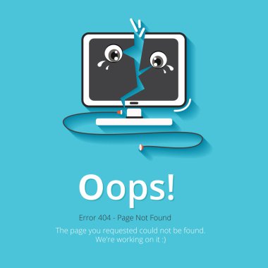 Hata 404 sayfa düzeni vektör tasarımı. Web sitesi 404 sayfa yaratıcı kavramı. İstediğiniz sayfa bulunamadı. Oops 404 hata sayfası.