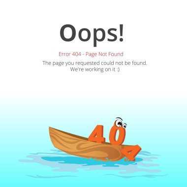 Hata 404 sayfa düzeni vektör tasarımı. Web sitesi 404 sayfa yaratıcı kavramı. İstediğiniz sayfa bulunamadı. Oops 404 hata sayfası.