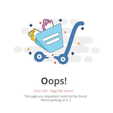 Hata 404 sayfa düzeni vektör tasarımı. Web sitesi 404 sayfa yaratıcı kavramı. İstediğiniz sayfa bulunamadı. Oops 404 hata sayfası.