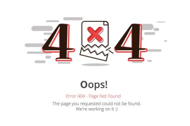 Hata 404 sayfa düzeni vektör tasarımı. Web sitesi 404 sayfa yaratıcı kavramı. İstediğiniz sayfa bulunamadı. Oops 404 hata sayfası.