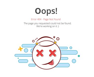 Hata 404 sayfa düzeni vektör tasarımı. Web sitesi 404 sayfa yaratıcı kavramı. İstediğiniz sayfa bulunamadı. Oops 404 hata sayfası.