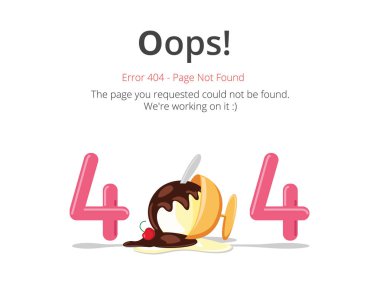 Hata 404 sayfa düzeni vektör tasarımı. Web sitesi 404 sayfa yaratıcı kavramı. İstediğiniz sayfa bulunamadı. Oops 404 hata sayfası.
