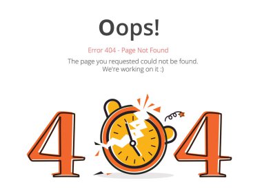 Hata 404 sayfa düzeni vektör tasarımı. Web sitesi 404 sayfa yaratıcı kavramı. İstediğiniz sayfa bulunamadı. Oops 404 hata sayfası.