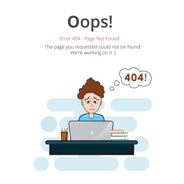 Hata 404 sayfa düzeni vektör tasarımı. Web sitesi 404 sayfa yaratıcı kavramı. İstediğiniz sayfa bulunamadı. Oops 404 hata sayfası.
