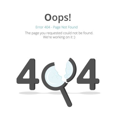 Hata 404 sayfa düzeni vektör tasarımı. Web sitesi 404 sayfa yaratıcı kavramı. İstediğiniz sayfa bulunamadı. Oops 404 hata sayfası.