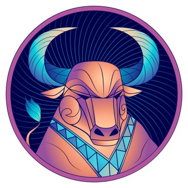 Toros burç, burç sembolü, mavi, vektör