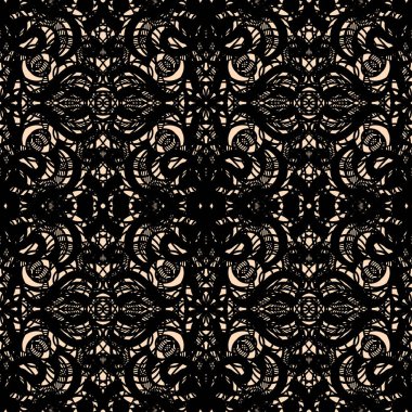 Süslü siyah guipure, dantel Dikişsiz desen vektör
