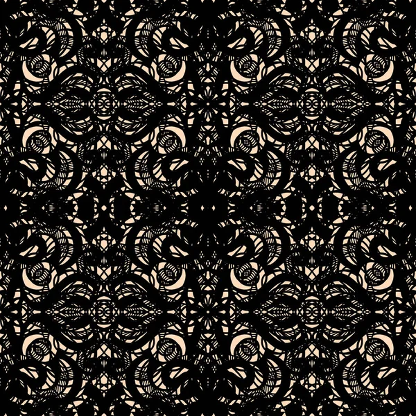 Guipure negro adornado, encaje sin costuras patrón vector — Vector de stock