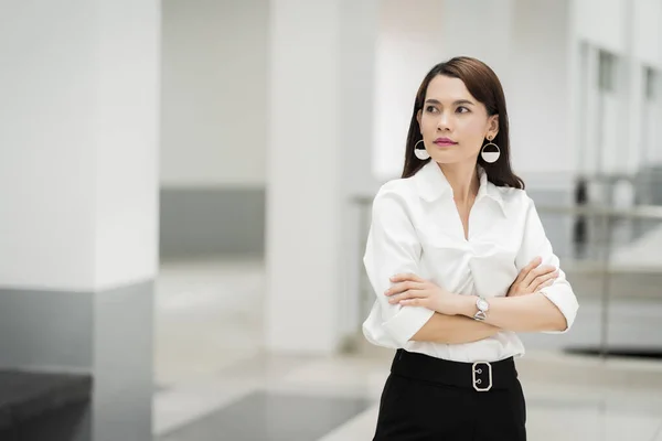 Retrato Una Bonita Mujer Negocios Mediana Edad Pie Retrato Una — Foto de Stock