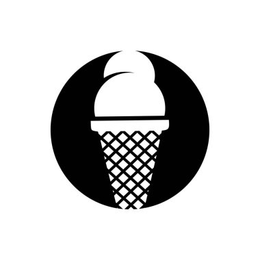 Gelato dondurma logosu tasarım vektör çizim şablonu siyah ve beyaz el çizimi