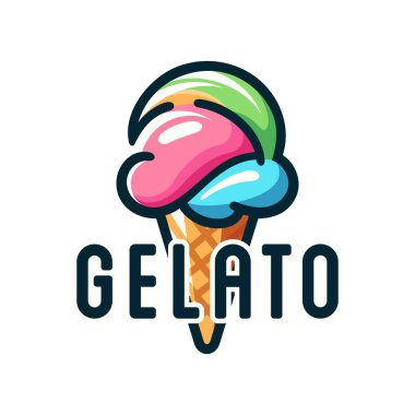 Gelato logo tasarım vektör çizim şablonu. İtalyan gökkuşağı dondurması