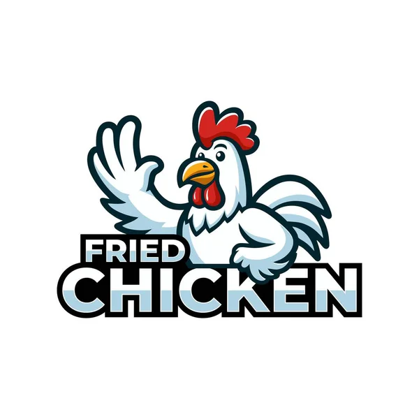 Lezzetli kızarmış tavuk logosu amblem vektör çizimi sevimli maskot şablonu