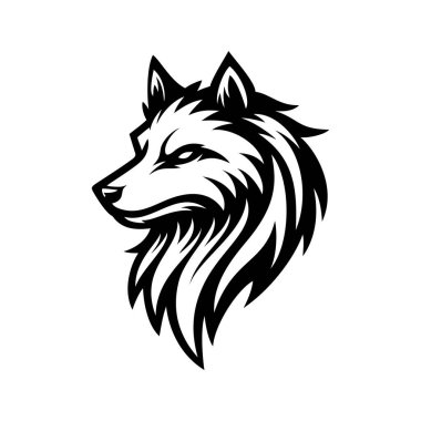 Kurt başlı logo tasarımı amblem vektör çizimi şablonu siyah ve beyaz el çizimi soyut