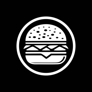 Hamburger logo vektör çizim şablonu, siyah beyaz, basit el çizimi
