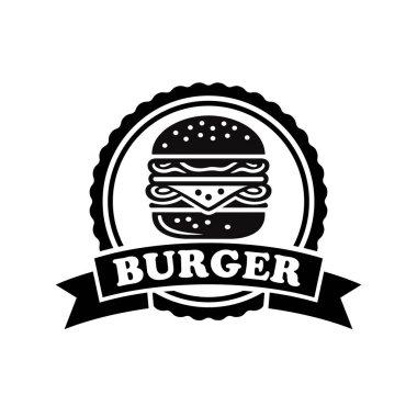 Hamburger logo vektör çizimi şablonu, daire şeklinde basit el çizimi