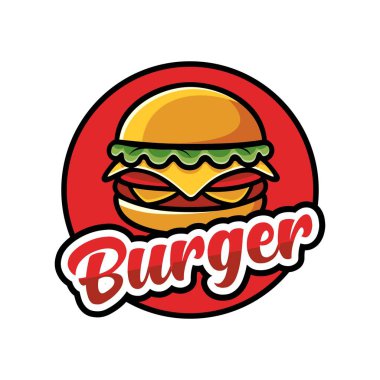 Hamburger logo vektör çizimi şablonu, daire şeklinde basit el çizimi