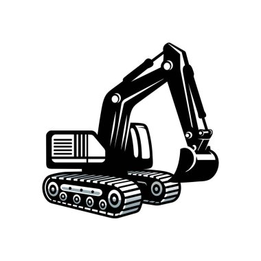 Kazıcı logo vektör çizim şablonu. Basit harf simgesi siyah ve beyaz