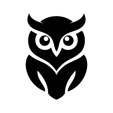 Baykuş logosu vektör çizimi şablonu. Basit sanat tasarımı siyah beyaz el çizimi